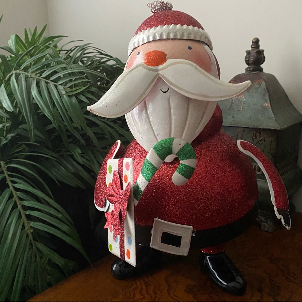 Festive Santa Claus Holiday Metal Bouncy Decoration
